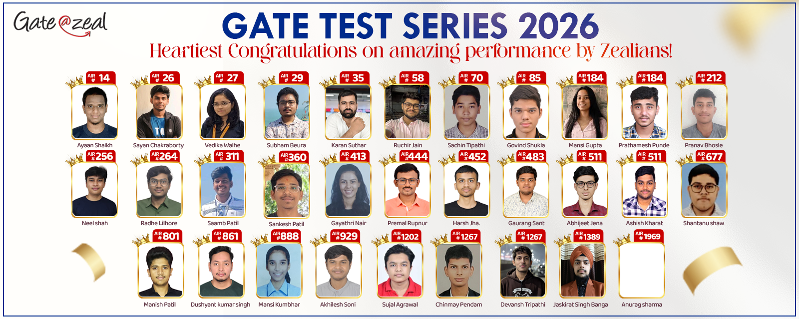 GATE Test Series 2026 Results - Gate At Zeal
